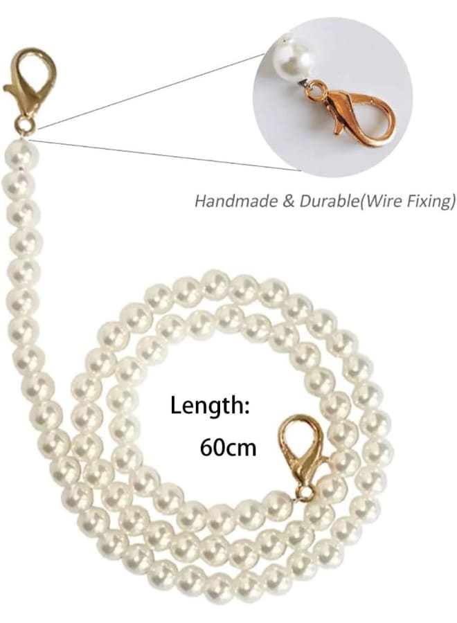 4 Pieces Pearl Bead Chain Strap Artificial Pearl Shoulder Strap Beaded Chain Strap Pocket Chain Beaded Handbag Handles Strap for Women Bags Purse Handbags Shoulder Bags Shoulder Bag (60cm)  - Image 2