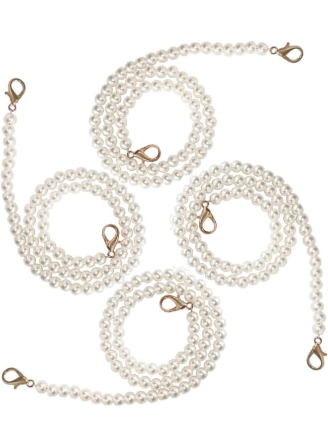 4 Pieces Pearl Bead Chain Strap Artificial Pearl Shoulder Strap Beaded Chain Strap Pocket Chain Beaded Handbag Handles Strap for Women Bags Purse Handbags Shoulder Bags Shoulder Bag (60cm)  - Image 1