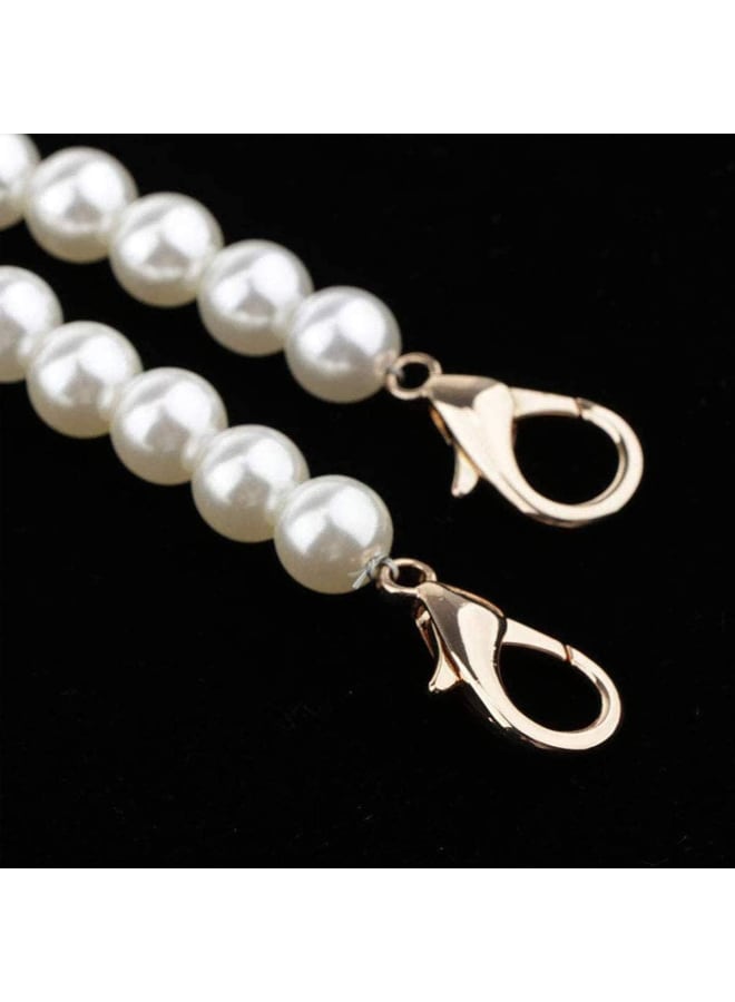 4 Pieces Pearl Bead Chain Strap Artificial Pearl Shoulder Strap Beaded Chain Strap Pocket Chain Beaded Handbag Handles Strap for Women Bags Purse Handbags Shoulder Bags Shoulder Bag (60cm)  - Image 4