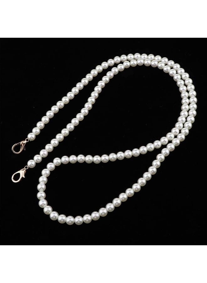 4 Pieces Pearl Bead Chain Strap Artificial Pearl Shoulder Strap Beaded Chain Strap Pocket Chain Beaded Handbag Handles Strap for Women Bags Purse Handbags Shoulder Bags Shoulder Bag (60cm)  - Image 5