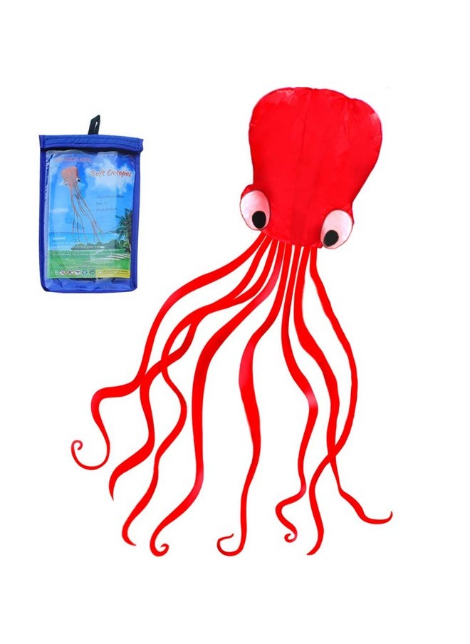 Hengda Kite Software Octopus Flyer Kite With Long Colorful Tail For Kids, 31Inch Wide X 157Inch Long, Large, Red  - Image 2