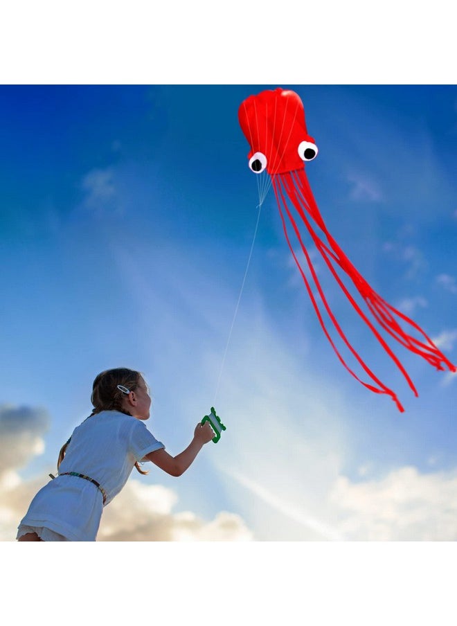 Hengda Kite Software Octopus Flyer Kite With Long Colorful Tail For Kids, 31Inch Wide X 157Inch Long, Large, Red  - Image 5