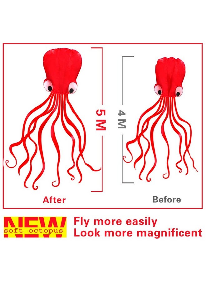 Hengda Kite Software Octopus Flyer Kite With Long Colorful Tail For Kids, 31Inch Wide X 157Inch Long, Large, Red  - Image 3