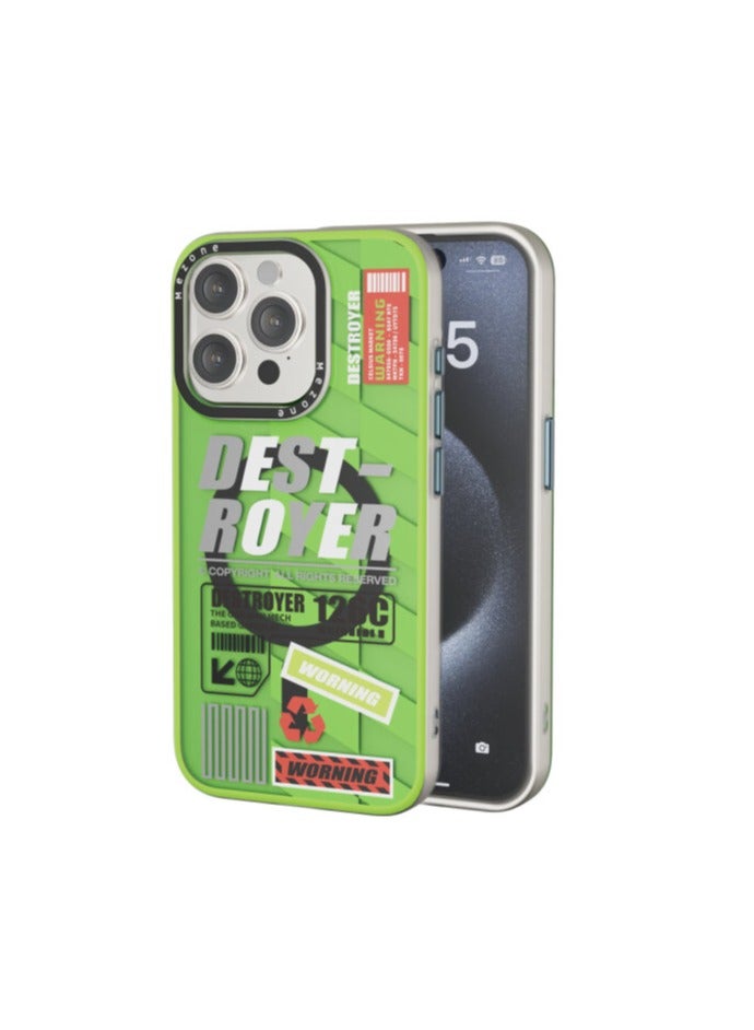 Mezone Destroyer iPhone 15 Pro Max MagSafe Case, Shockproof & Reinforced Corners With Air guard, Strong Magnetic Lock, Anti-Yellowing & Detachable Metal Button, Yellow Green - Image 1