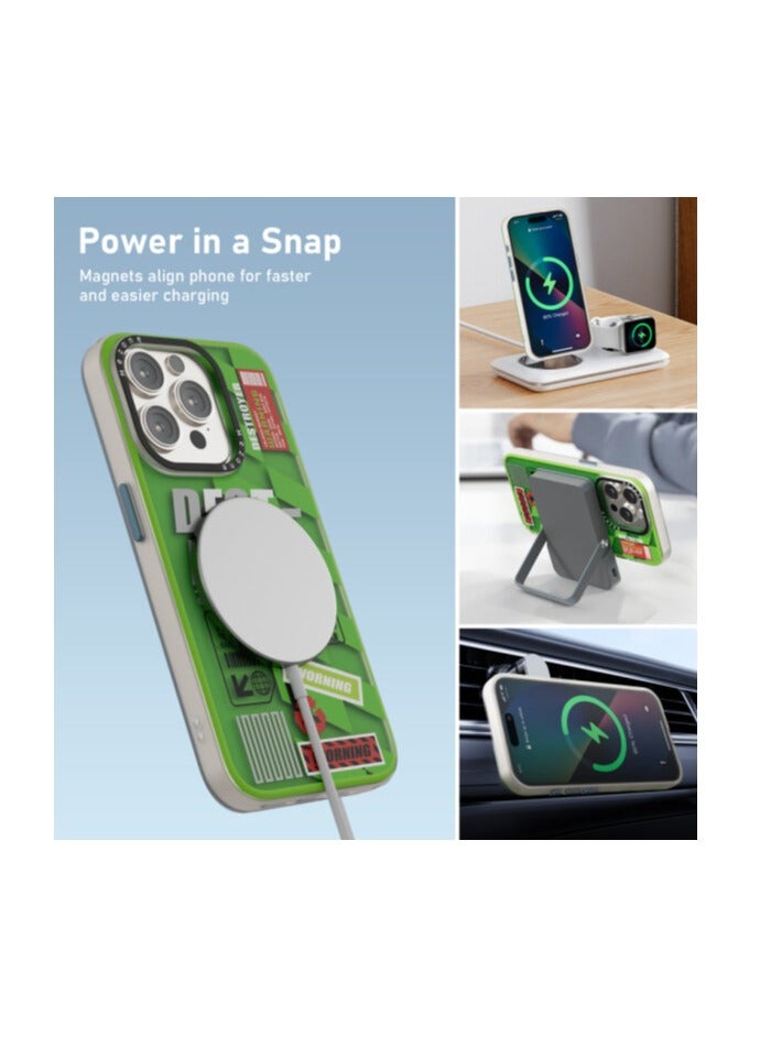 Mezone Destroyer iPhone 15 Pro Max MagSafe Case, Shockproof & Reinforced Corners With Air guard, Strong Magnetic Lock, Anti-Yellowing & Detachable Metal Button, Yellow Green - Image 3
