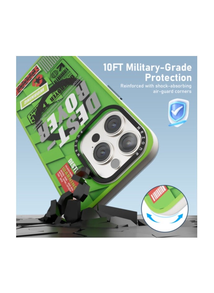 Mezone Destroyer iPhone 15 Pro Max MagSafe Case, Shockproof & Reinforced Corners With Air guard, Strong Magnetic Lock, Anti-Yellowing & Detachable Metal Button, Yellow Green - Image 4