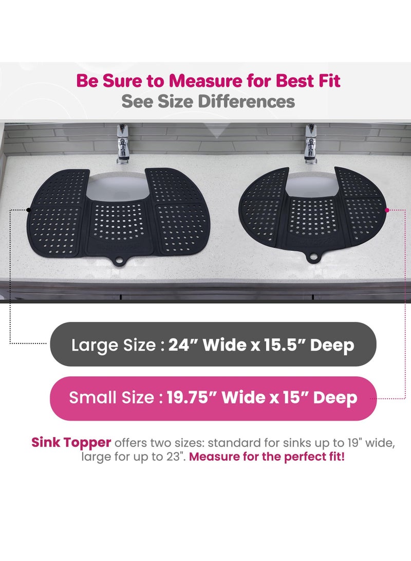 Excefore Foldable Sink Cover - Silicone Beauty Makeup Brush Cleaning Mat, Hot Tools Organizer, Extra Space & Storage Saver, Bathroom Must-Have (Standard, Black)  - Image 2