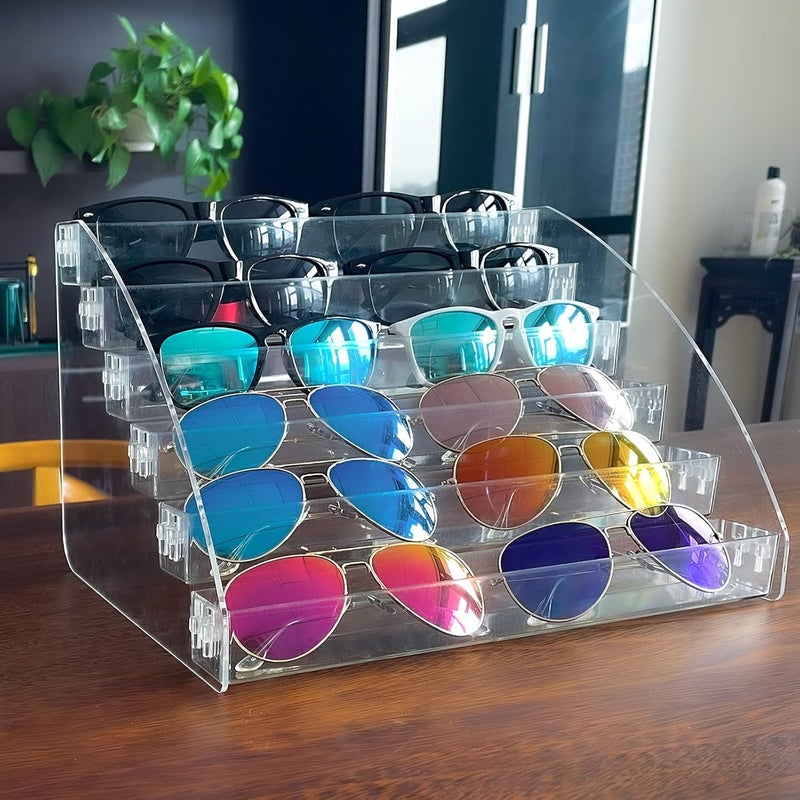 MineSign Sunglasses Organizer Clear Eyeglasses Display Case Sticker Display Tray For Glasses Tabletop Holder Stand (6 layer) - Image 1