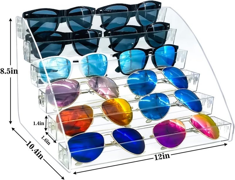 MineSign Sunglasses Organizer Clear Eyeglasses Display Case Sticker Display Tray For Glasses Tabletop Holder Stand (6 layer) - Image 2