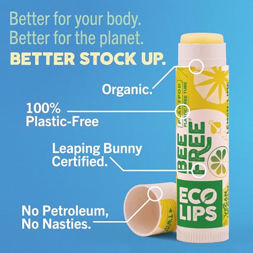 Eco Lips Bee Free Variety Pack Vegan Lip Balm | Candelilla Wax, Cocoa Butter & Coconut Oil Lip Care. Soothe & Moisturize Dry, Chapped Lips - 100% Plastic-Free Plant Pod Packaging - Made in USA - Image 4