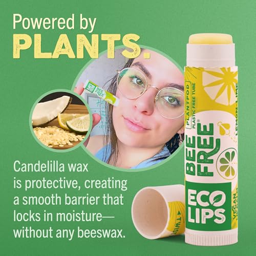 Eco Lips Bee Free Variety Pack Vegan Lip Balm | Candelilla Wax, Cocoa Butter & Coconut Oil Lip Care. Soothe & Moisturize Dry, Chapped Lips - 100% Plastic-Free Plant Pod Packaging - Made in USA - Image 3