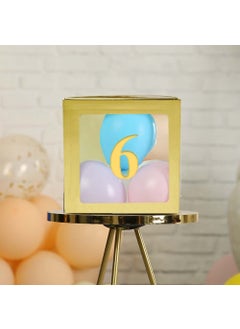 Popped and Gone 6 Number Gold Transparent Large Size 25*25 Cm Balloon Box DIY Birthday Party Celebration Set