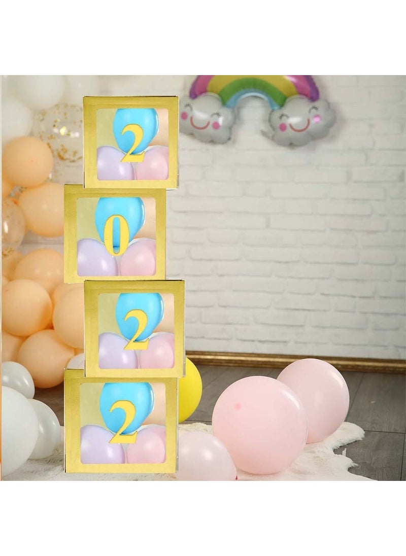 Patladı Gitti - Popped and Gone 6 Number Gold Transparent Large Size 25*25 Cm Balloon Box DIY Birthday Party Celebration Set - Image 1