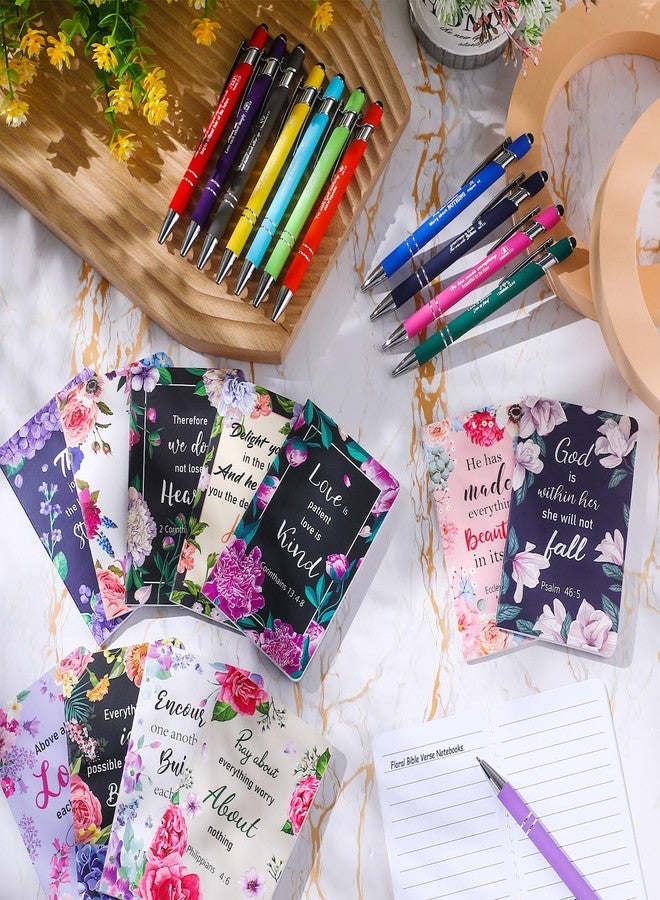 Faccito 48 Pcs Christian Bible Verse Notebooks with Pens Inspirational Notepads Scripture Ballpoint Pens Religious Easter Gifts Bulk for Women Church Gifts Basket Stuffers Supplies(Floral Style) - Image 4