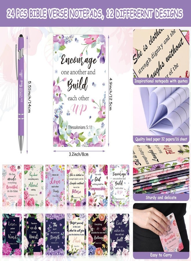 Faccito 48 Pcs Christian Bible Verse Notebooks with Pens Inspirational Notepads Scripture Ballpoint Pens Religious Easter Gifts Bulk for Women Church Gifts Basket Stuffers Supplies(Floral Style) - Image 2