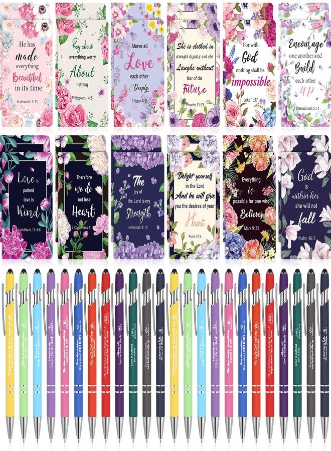 Faccito 48 Pcs Christian Bible Verse Notebooks with Pens Inspirational Notepads Scripture Ballpoint Pens Religious Easter Gifts Bulk for Women Church Gifts Basket Stuffers Supplies(Floral Style) - Image 1