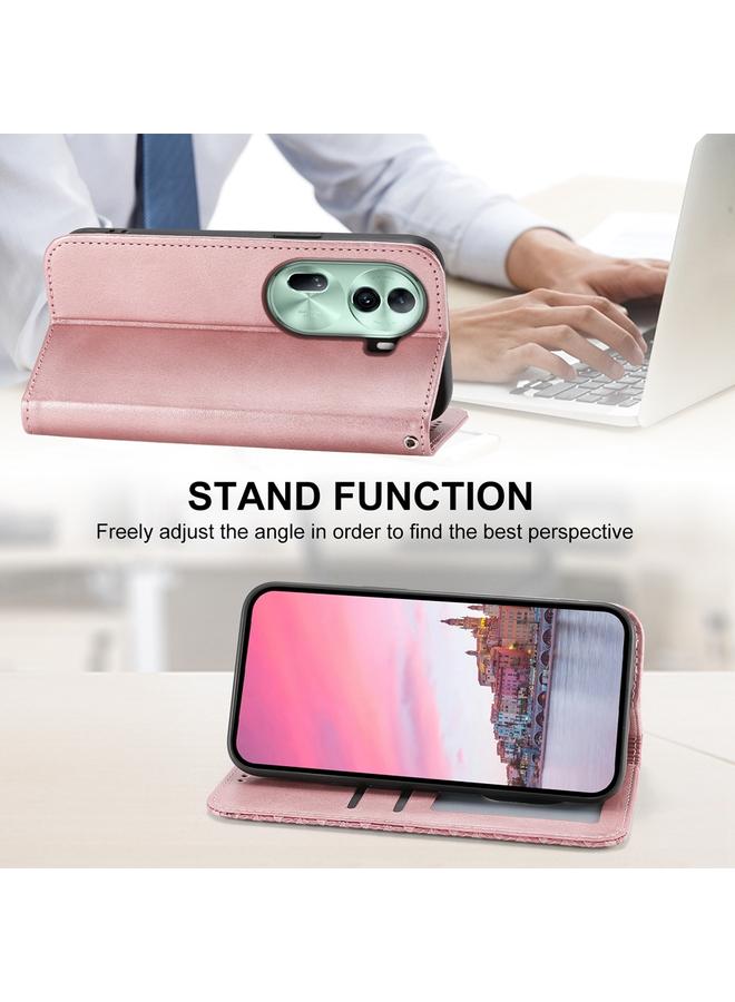 اس-توب جراب هاتف OPPO Reno11 من الجلد المغناطيسي بتصميم شبكي مكعب من الصين - Image 5