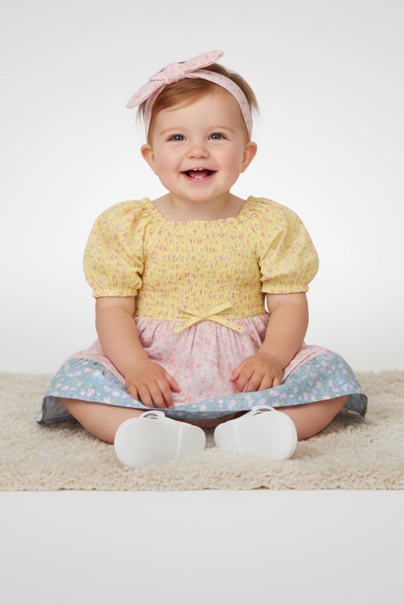 Nanette lepore Toddlers Girl 3 Piece Floral Print Dresses Underwear And Headband, Multicolor - Image 1