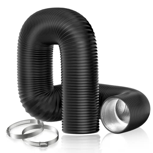 Hon&Guan 4" x 8FT Aluminum Foil Insulated Flexible Duct, Dryer Vent Hose for HVAC Ventilation and Duct Fan Systems, 2 Clamps Include. - Image 1