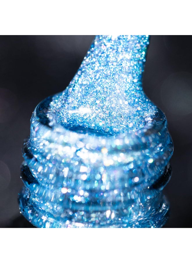 BURANO Reflective Diamond Nail Glitter Gel Sparkly Summer Color Holographic Glitters Shiny Gel Polish 73ml UV Lamp Required Blue JL9 - Image 2