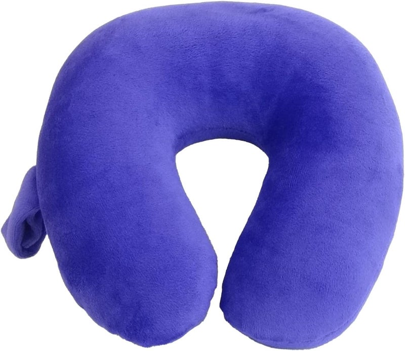 Wolf Essentials Kids Travel Neck Pillow - Cozy Soft Microfiber, Compact Design for Airplane, Car Seat, or Toddler Travel Support – Purple - Image 1