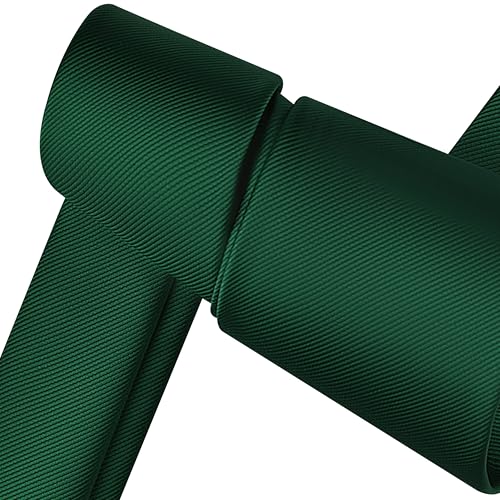 Branduce Dark Green Silk Ties for Men Solid Plain Color Tie Jacquard Woven Formal Business Neckties Suit for Wedding Party (TA02-02) - Image 5