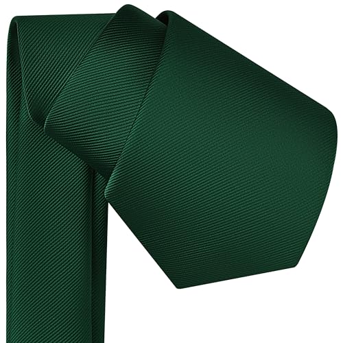 Branduce Dark Green Silk Ties for Men Solid Plain Color Tie Jacquard Woven Formal Business Neckties Suit for Wedding Party (TA02-02) - Image 3