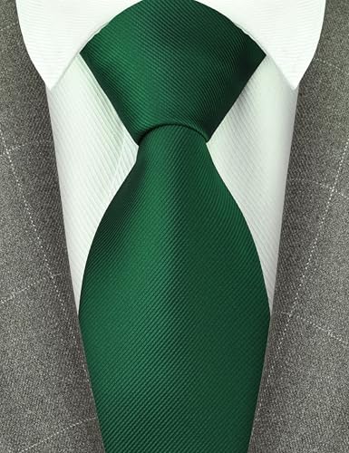 Branduce Dark Green Silk Ties for Men Solid Plain Color Tie Jacquard Woven Formal Business Neckties Suit for Wedding Party (TA02-02) - Image 2