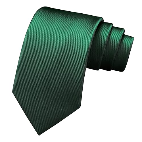 Branduce Dark Green Silk Ties for Men Solid Plain Color Tie Jacquard Woven Formal Business Neckties Suit for Wedding Party (TA02-02) - Image 1