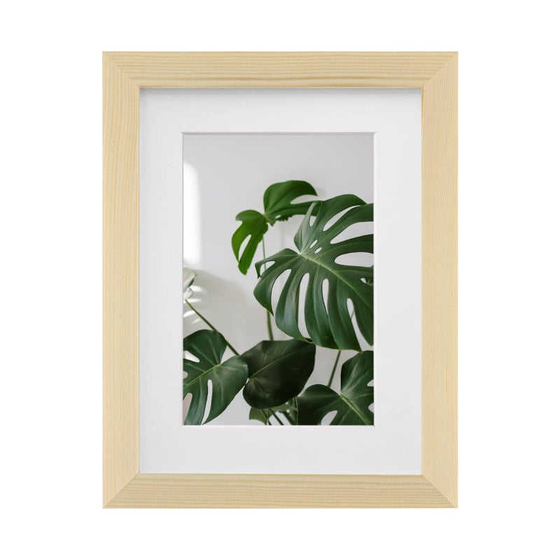 Egofine Egofine 6x8 Picture Frame Made of Solid Wood Covered by Plexiglass  Display Pictures 4x6 with Mat or 6x8 Without Mat for Table Top Display and Wall Mounting Photo Frame  Natural Wood  - Image 1