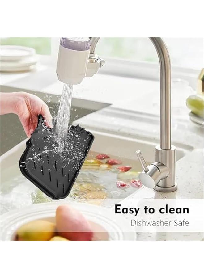 HOOKOR Silicone Faucet Mat for Kitchen, Sink Splash Guard, Bathroom Faucet Water Catcher Mat, Sink Draining Pad Behind Faucet, Keep Drying Kitchen Accessories, 14.6 x 5.5 (Black) - Image 4