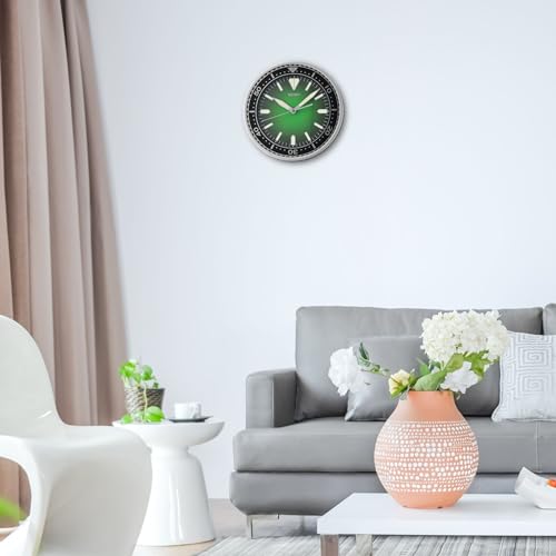 Seiko Classic Plastic Round Silver Color Case Green Dial Analog LumiBrite Wall Clock with Sweep Movement (Size: 30 x 4.5 x 30 CM | Weight: 780 gram | Color: Silver) - Image 2