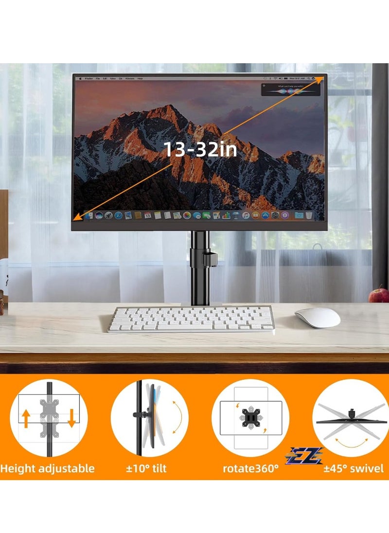 ELTRAZONE Monitor Mount for Most 13-32" Computer Screens up to 22lbs,Adjustable Single Desk Monitor Stand with Tilt Swivel Rotation, VESA 75x75mm/100x100mm  - Image 2