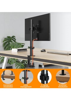 ELTRAZONE Monitor Mount for Most 13-32" Computer Screens up to 22lbs,Adjustable Single Desk Monitor Stand with Tilt Swivel Rotation, VESA 75x75mm/100x100mm  - Image 3