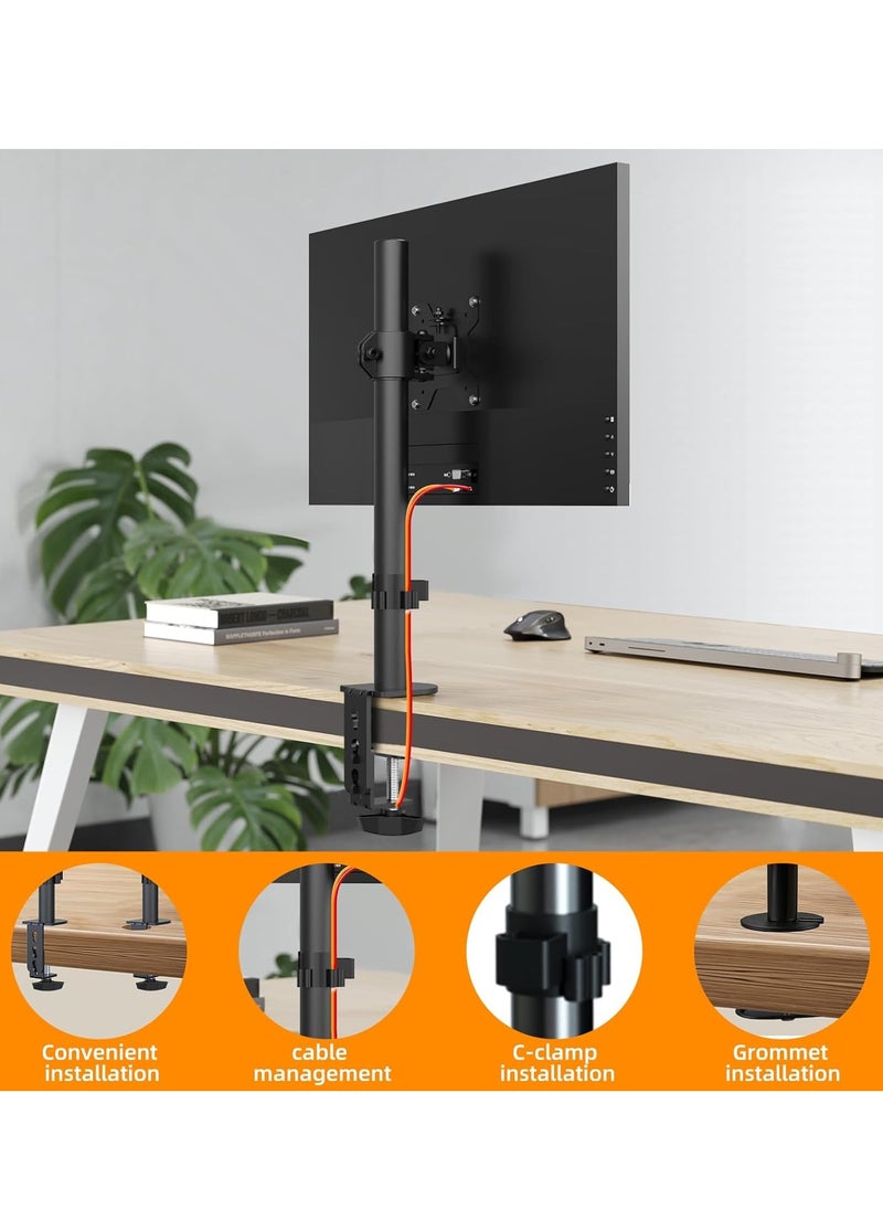 ELTRAZONE Monitor Mount for Most 13-32" Computer Screens up to 22lbs,Adjustable Single Desk Monitor Stand with Tilt Swivel Rotation, VESA 75x75mm/100x100mm  - Image 3