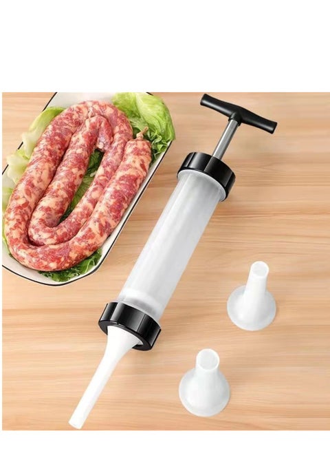 Manual mambar and sausage press with 3 cones of different sizes to control the size
