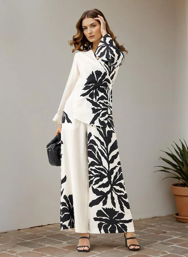 Iconic Iconic Floral Print Double Pleat Trousers with Pockets