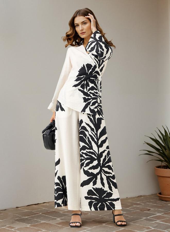 ايكونيك بنطلون بطيات مزدوجة بطبعة زهور أيقونية مع جيوب - Image 2