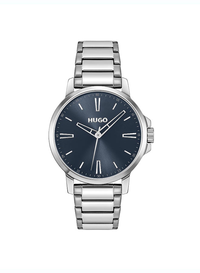 HUGO #SMOOTH Men's Quartz Watch with Blue Dial and Stainless Steel Bracelet - 1530419