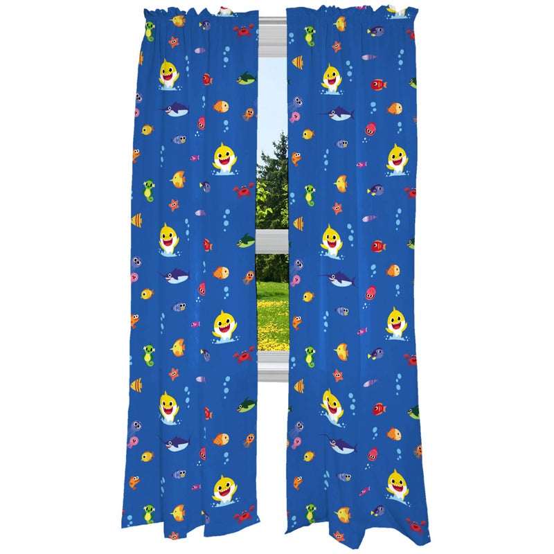 Franco Franco Kids Room Window Curtains Drapes Set 82 in x 84 in Baby Shark