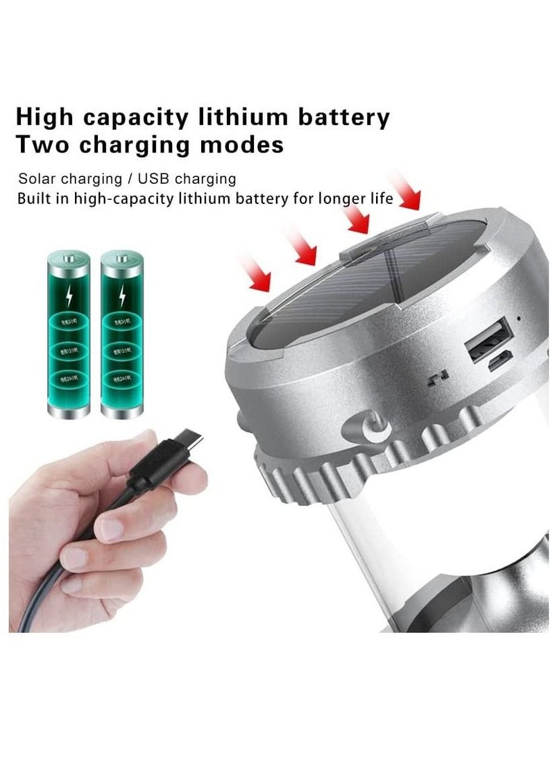 Organized Home Solar Camping Lights Tent Fan Bluetooth Speaker Compass And Charging Treasure 5 in 1 Emergency Handheld Hang Rechargeable LED Lantern For Hurricane Outdoor Office Travel Car RV Home - Image 4