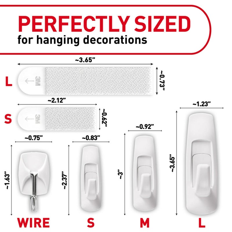 Command Variety Pack, Including 10 Pairs of Picture Hanging Strips, 6 Wire Hooks and 8 Utility Hooks for Hanging Christmas Decorations, Damage-Free Hanging Up to 19 Items with Command Strips, 1 Kit - Image 2