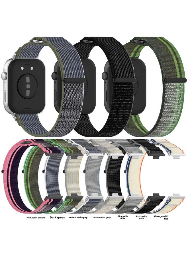Generic - For HuaweiWatch Fit3 Wild Trail Strap For HuaweiFit3 Alpine Loop Woven Cloth Sports Casual Wristband-Color:Blue With Gray - Image 1