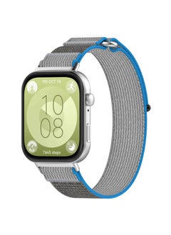 For HuaweiWatch Fit3 Wild Trail Strap For HuaweiFit3 Alpine Loop Woven Cloth Sports Casual Wristband-Color:Blue With Gray