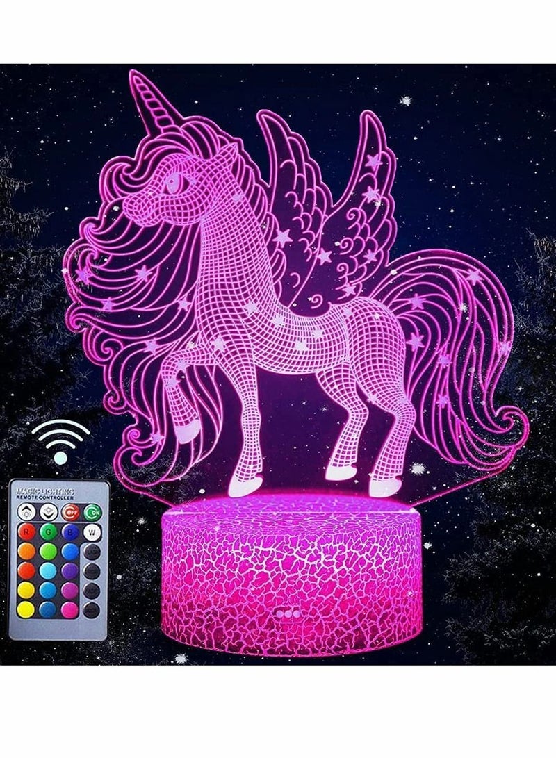 SYOSI Unicorn Night Light for Kids, 3D LED Night Light 16 Colors with Remote Control, Unicorn Decorative Night Light for Bedroom Bedside, Kids Room, Desk Ornament, Gift for Girls  - Image 1