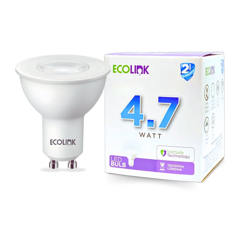ECOLINK Spot LED Bulb 4.7 Watt, MR16, GU10 Base (3 Pieces, Warm, 2700 Kelvin, 400 Lumen) - Image 2