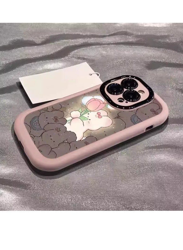 NIBEMINENT Cartoon Rabbit Protective TPU Case Cover For iPhone 15 Pro, Pink