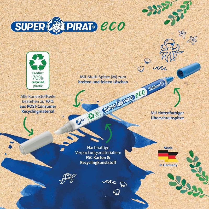Pelikan Super Pirate Eco Ink Eraser, Line Width M (Multi Tip) Ink Killer for Erasing and Overwriting, Pack of 2 - Image 3
