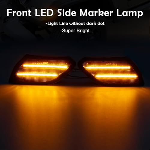 AUYICH LED Front fender Side Marker Light Compatible with Wrangler JL 2018-2024 & Gladiator JT 2020-2023, Amber Flares Light Accessories, Front Wheel Eyebrow Light with Smoke Lens, Plug & Play - Image 4