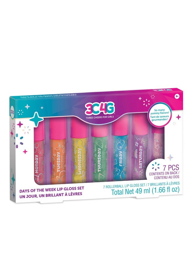 Make It Real The Week Lip Gloss Set For Girls - 7 Pack Kids Lip Gloss Kit For Girls, Tweens & Teens - Clear Flavored Lip Gloss Makeup Kit - Roll On Lip Gloss For Girls 8-10-12-14 By Make It Real - Image 1
